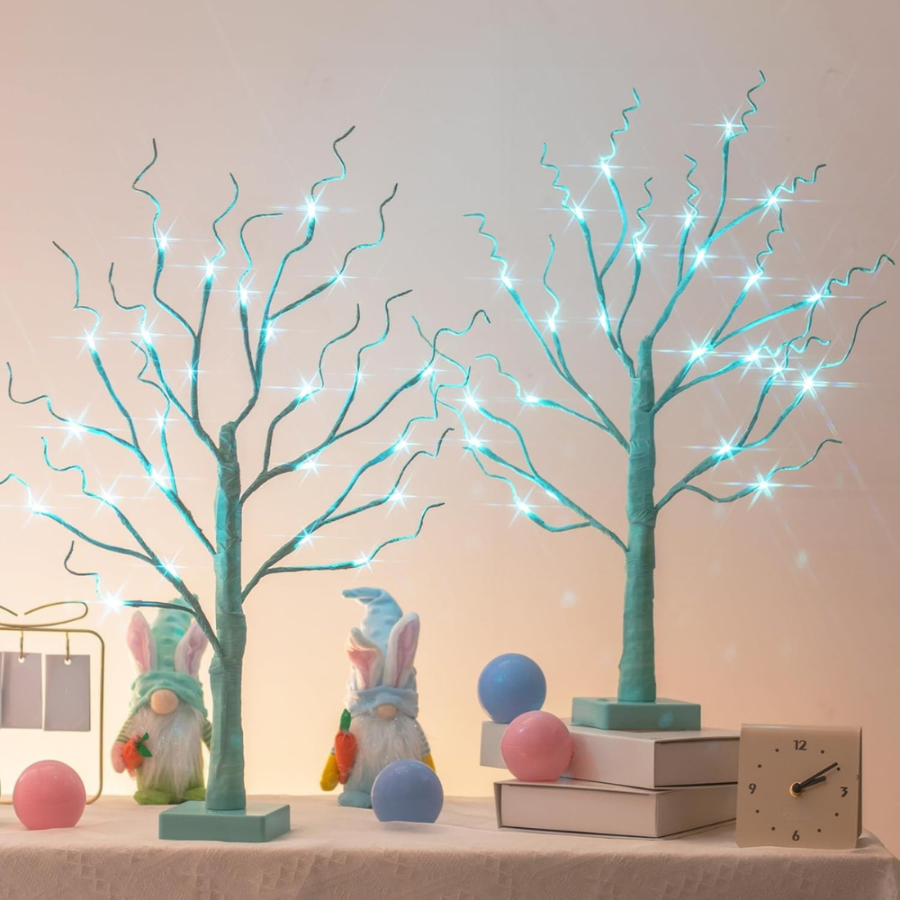 Lampes de Table Bouleau LED Décoratives en Forme de Sapin de Noël