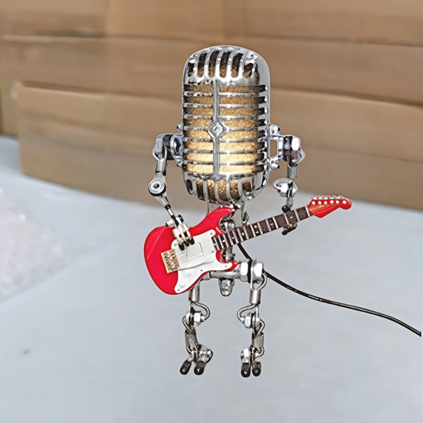 Lampe Robot Métal avec Guitare – Lampe de Table