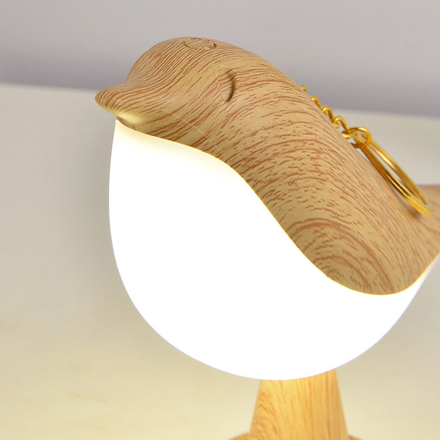 Lampe de Table Oiseau Effet Bois LED