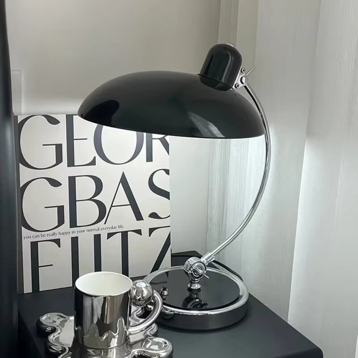 Lampe de Table Style Bauhaus Fer Chromé