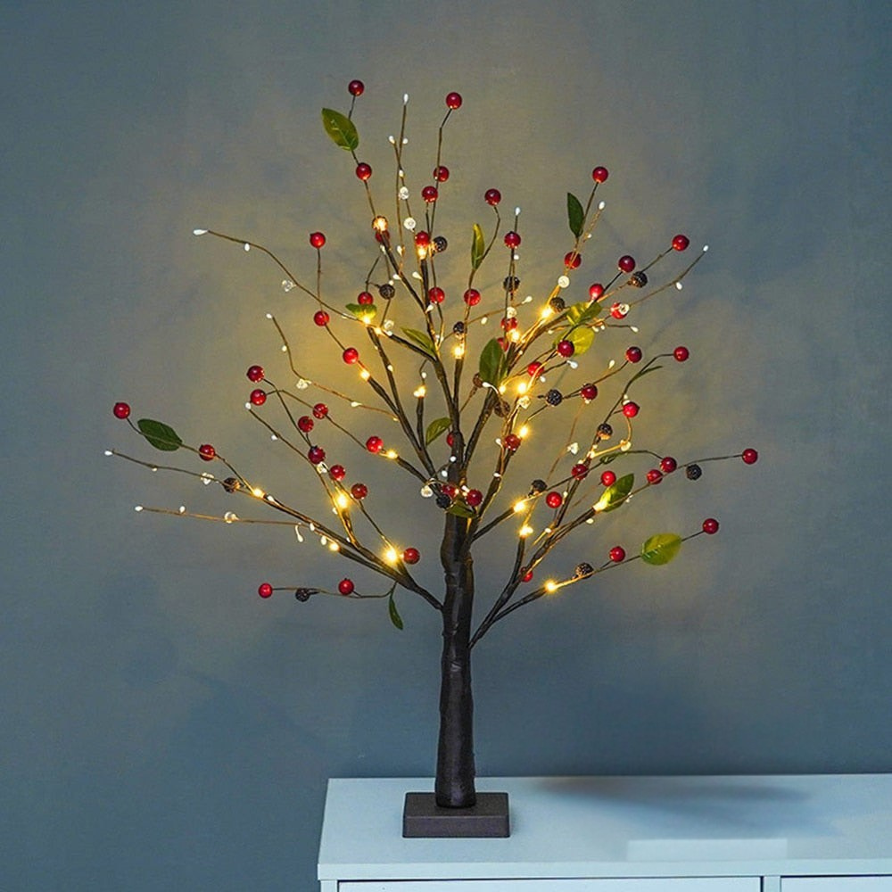 Arbre Lumineux LED – Lampe de Table en PVC Rustique