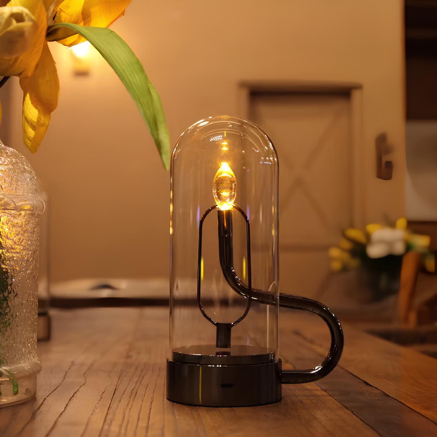 Lampe de Table LED Dôme en Verre Rechargeable