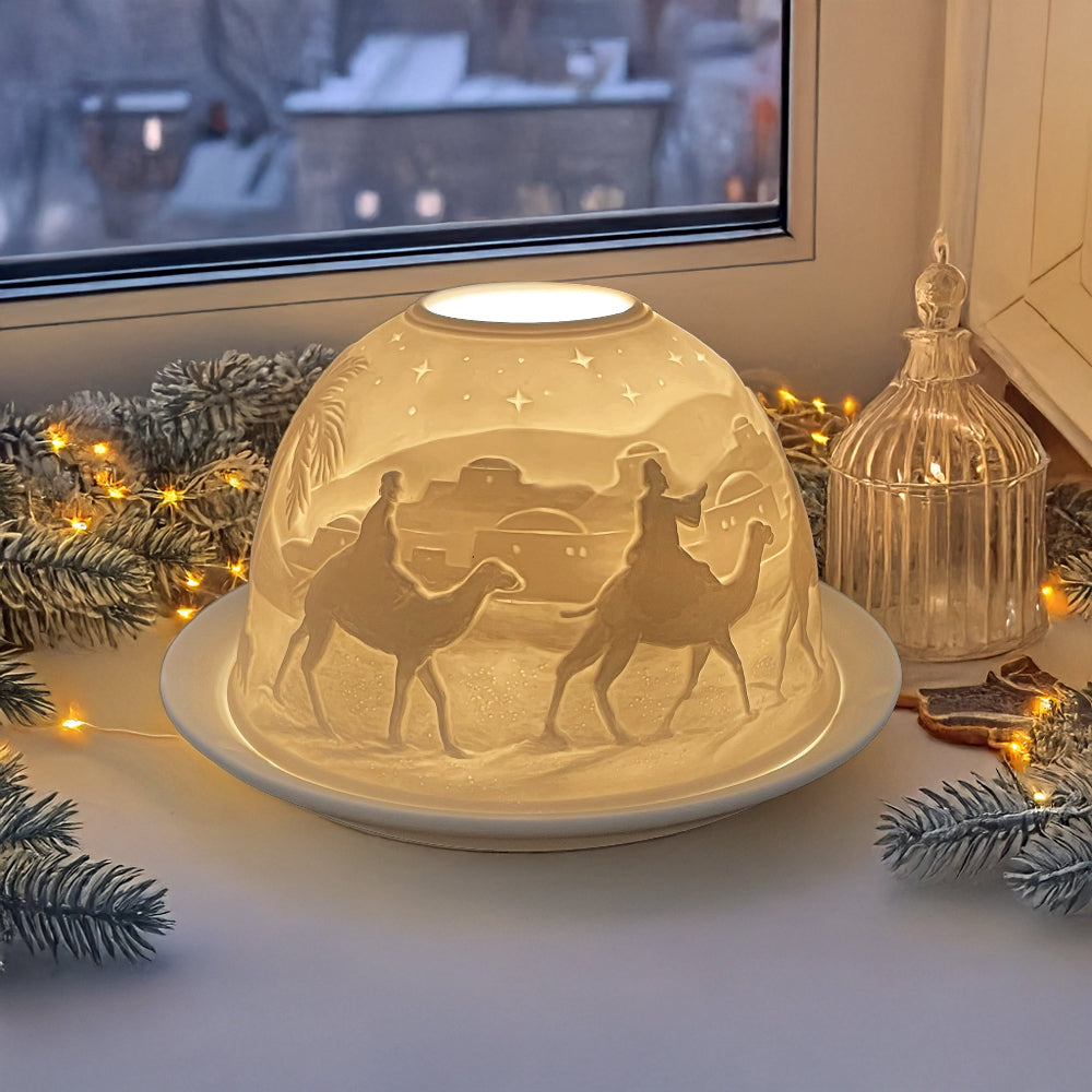 Bougeoir de Noël avec Crèche – Lampe de Table en Porcelaine