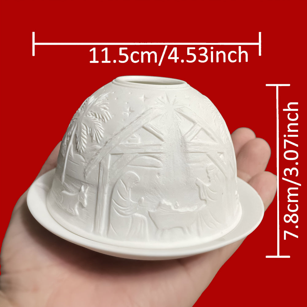 Bougeoir de Noël avec Crèche – Lampe de Table en Porcelaine
