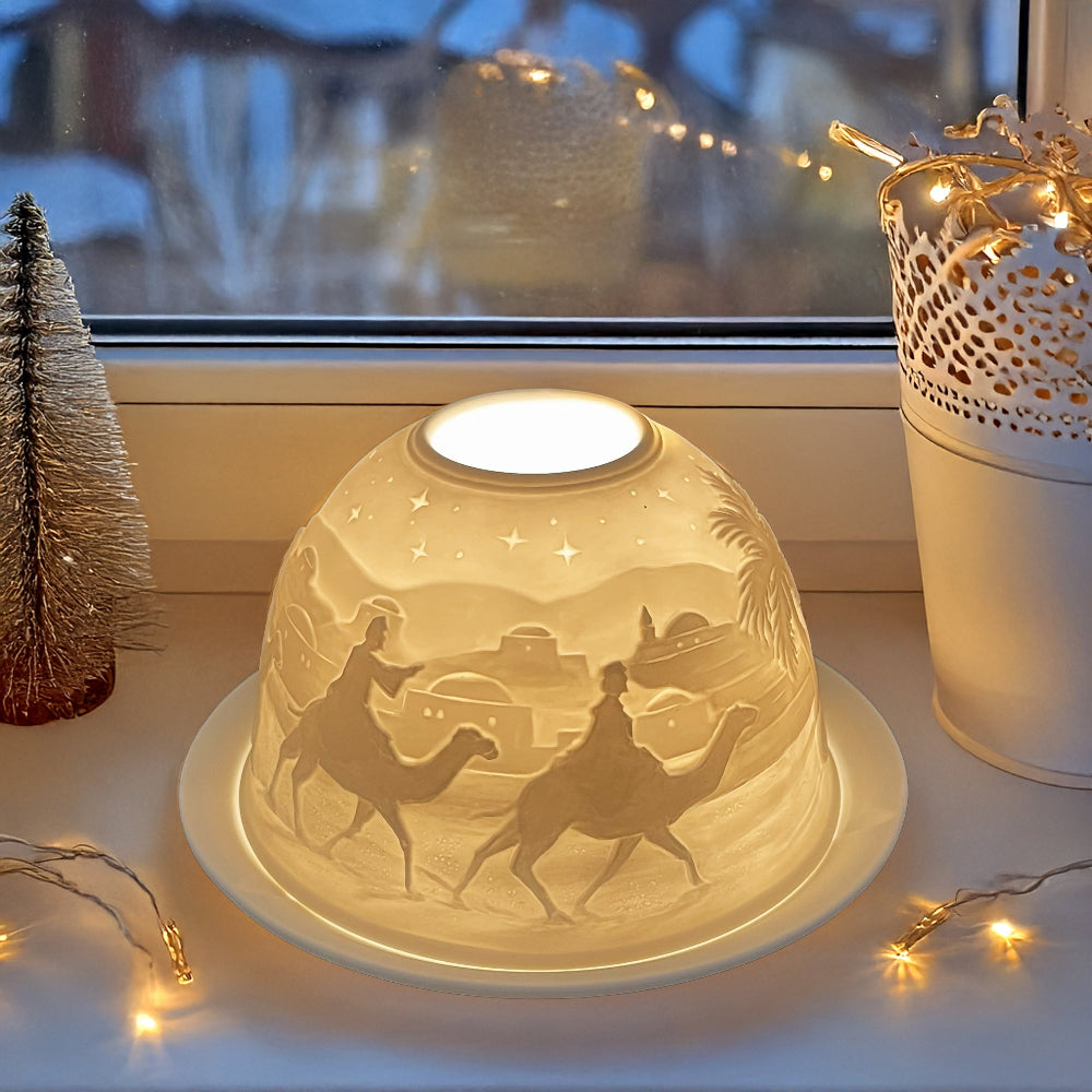Bougeoir de Noël avec Crèche – Lampe de Table en Porcelaine
