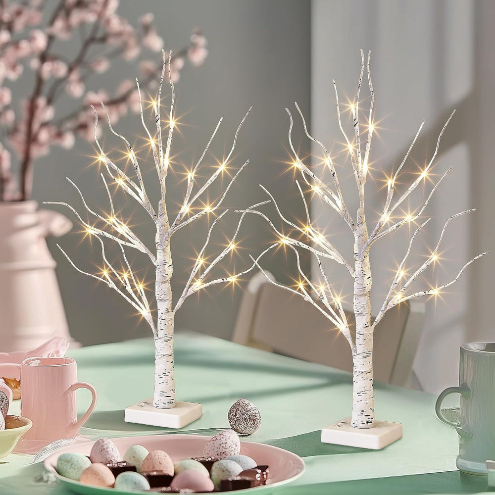 Lampes de Table Bouleau LED Décoratives en Forme de Sapin de Noël