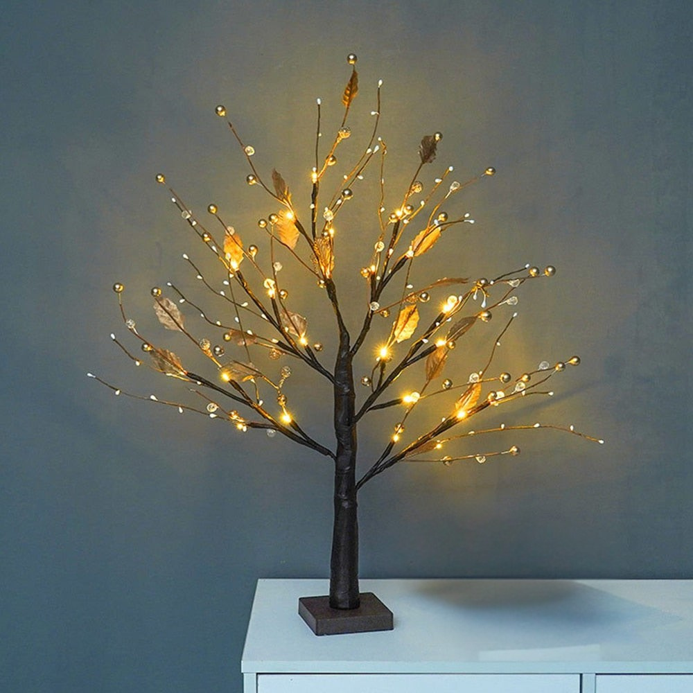 Arbre Lumineux LED – Lampe de Table en PVC Rustique
