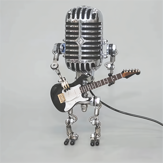 Lampe Robot Métal avec Guitare – Lampe de Table