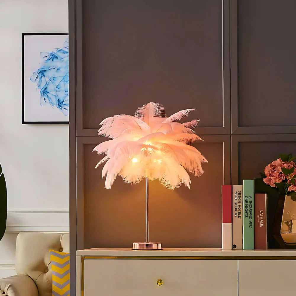 Lampe à Plumes – Éclairage Doux