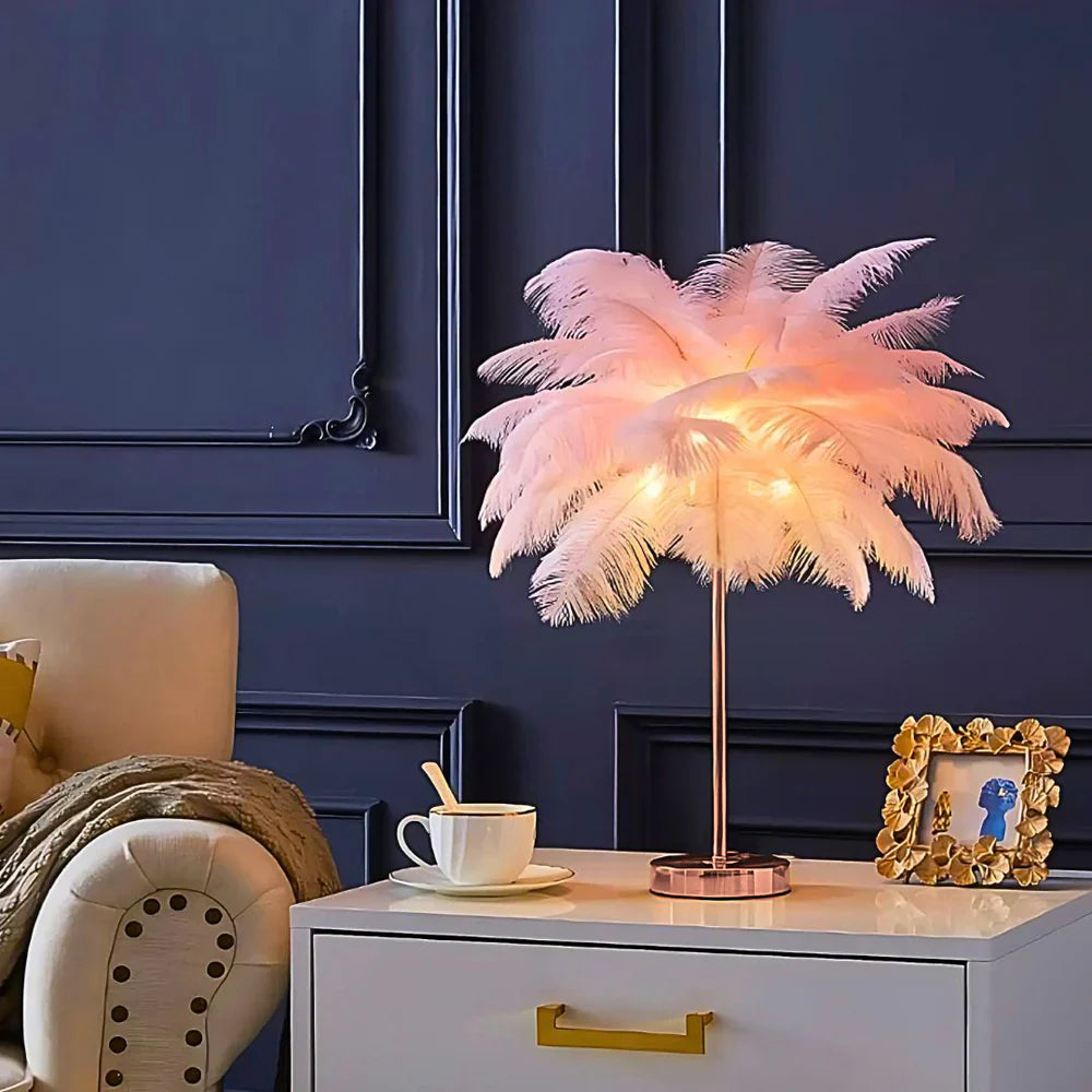 Lampe à Plumes – Éclairage Doux