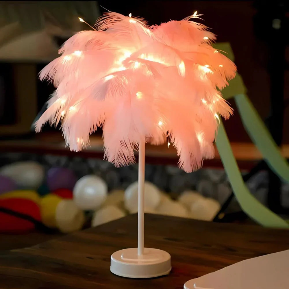 Lampe à Plumes – Éclairage Doux