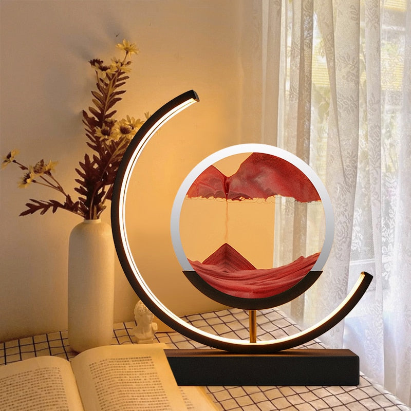 Lampe de Table Moderne LED avec Sable Art