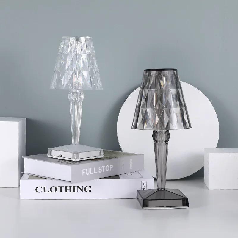 Lampe de Table Cristal Acrylique Tactile Rechargeable
