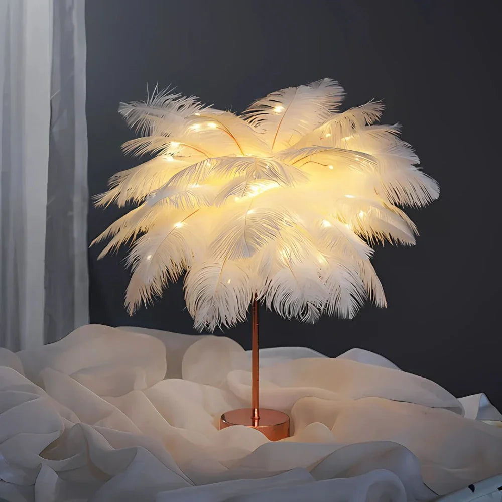 Lampe à Plumes – Éclairage Doux