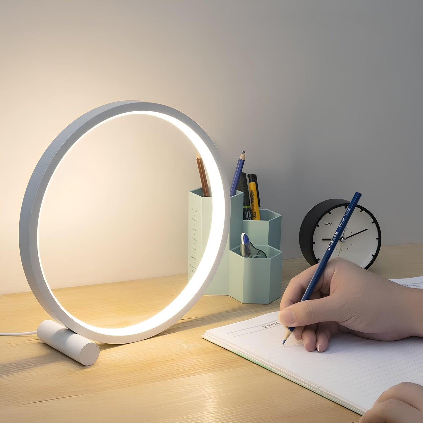 Lampe de Table LED Anneau – Lumière de Chevet Dimmmable