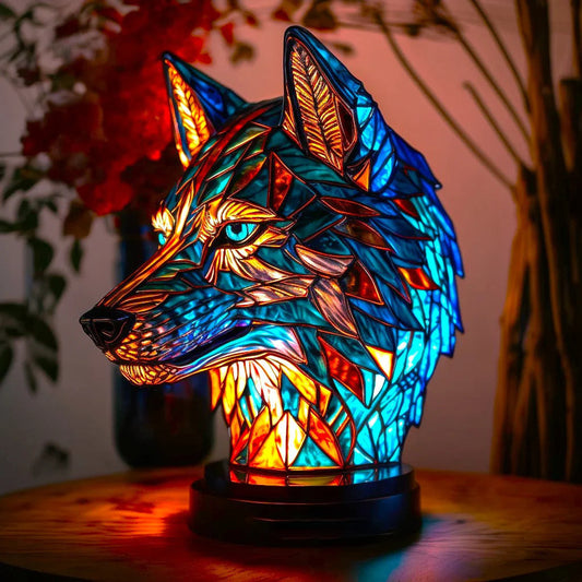 Lampe de Table Vitrail Animal – Décoration en Verre Coloré