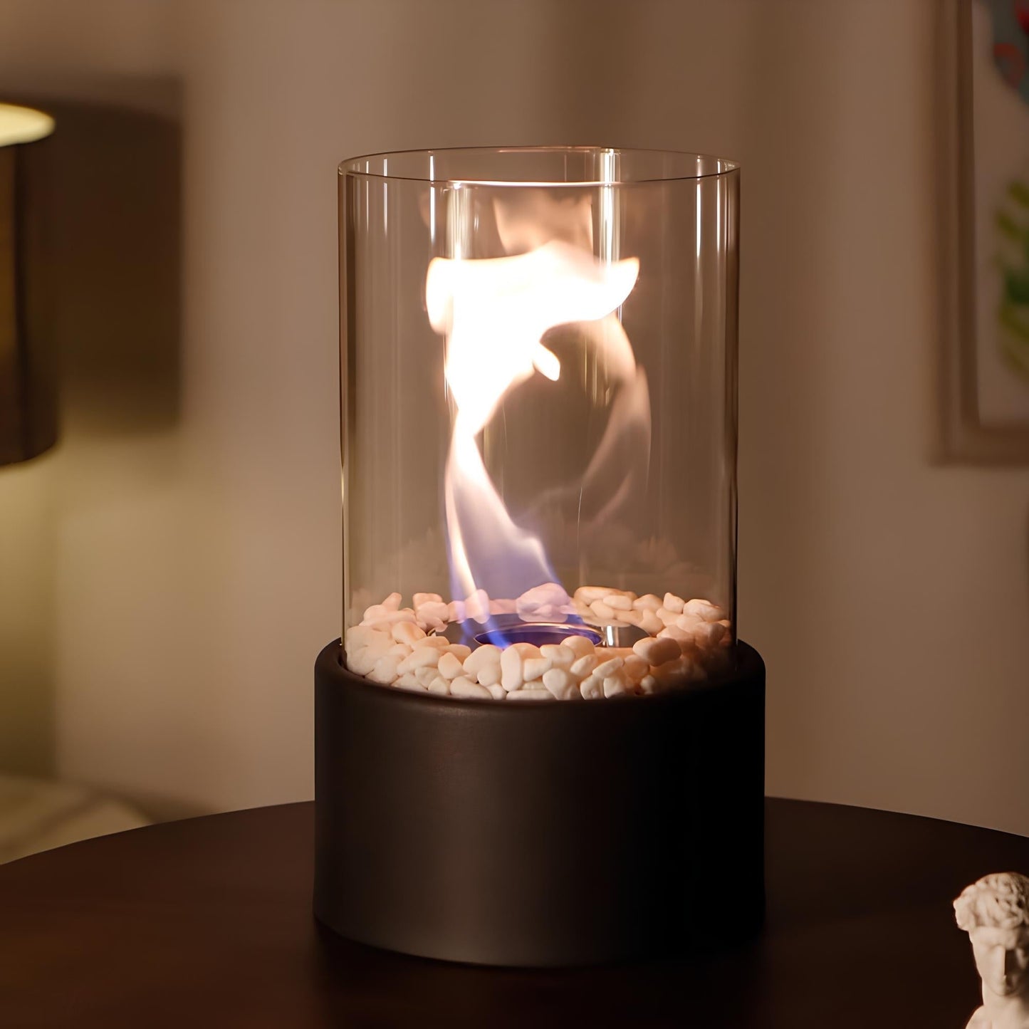 Lampe de Table Verre & Flamme – Brûleur à Huile