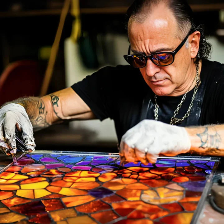 Lampe de Table Chat en Verre Tiffany