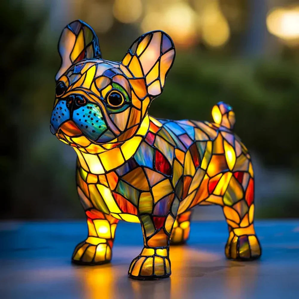 Lampe de Table Chien en Verre Tiffany – Meilleure Décoration Animale