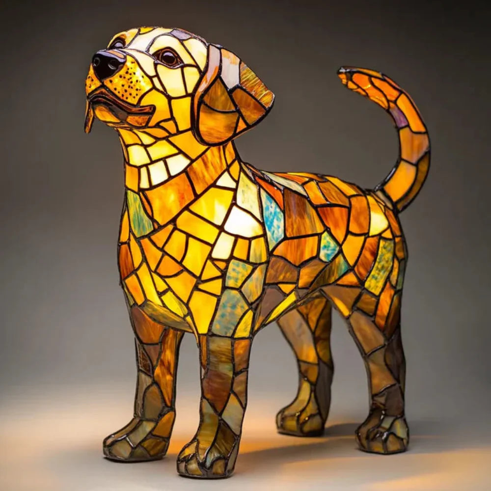Lampe de Table Chien en Verre Tiffany – Meilleure Décoration Animale