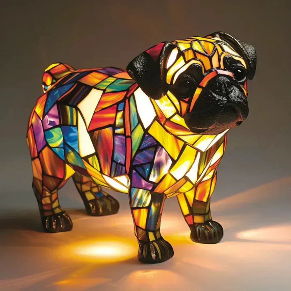 Lampe de Table Chien en Verre Tiffany – Meilleure Décoration Animale