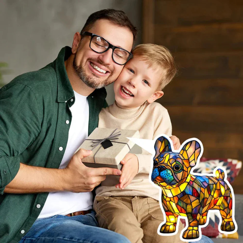 Lampe de Table Chien en Verre Tiffany – Meilleure Décoration Animale