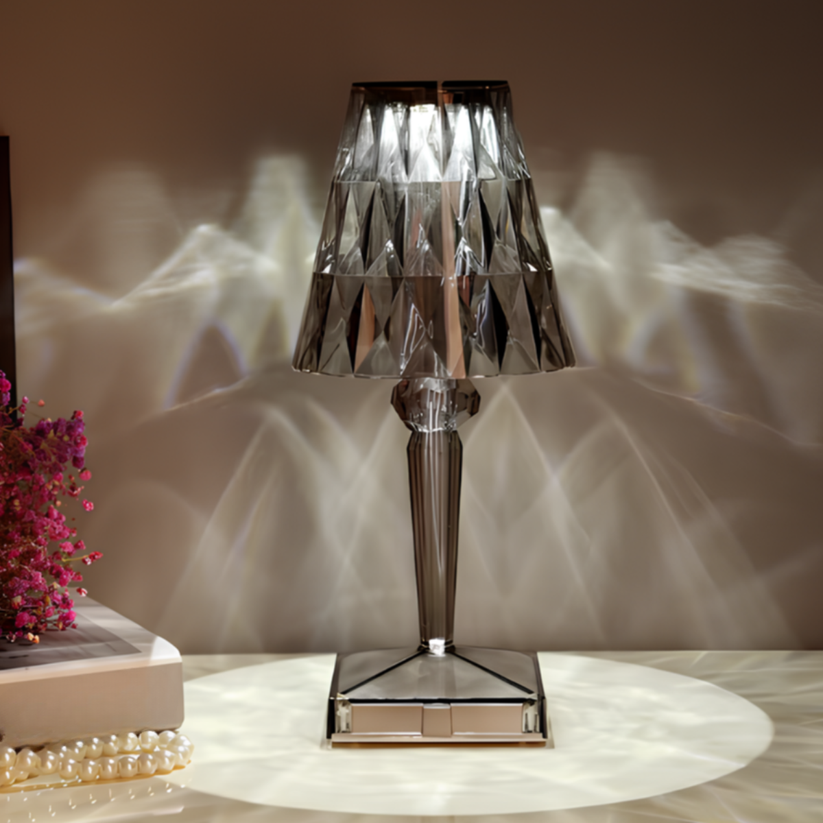 Lampe de Table Cristal Acrylique Tactile Rechargeable