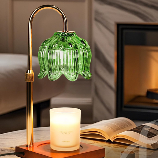 Lampe Chauffe-Bougie – Lumière Décorative en Verre Fleur Ajustable