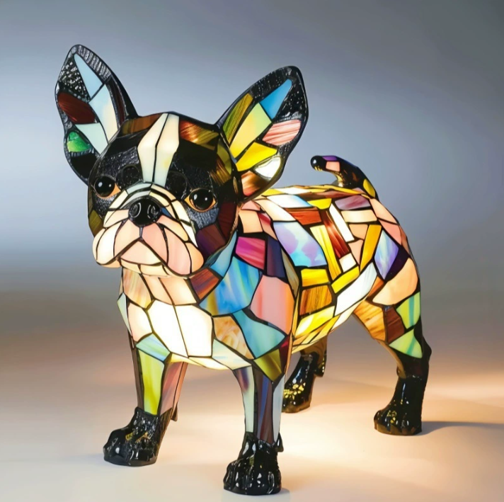 Lampe de Table Chien en Verre Tiffany – Meilleure Décoration Animale