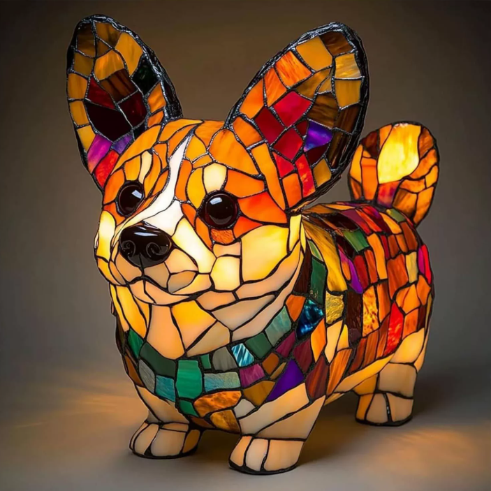 Lampe de Table Chien en Verre Tiffany – Meilleure Décoration Animale