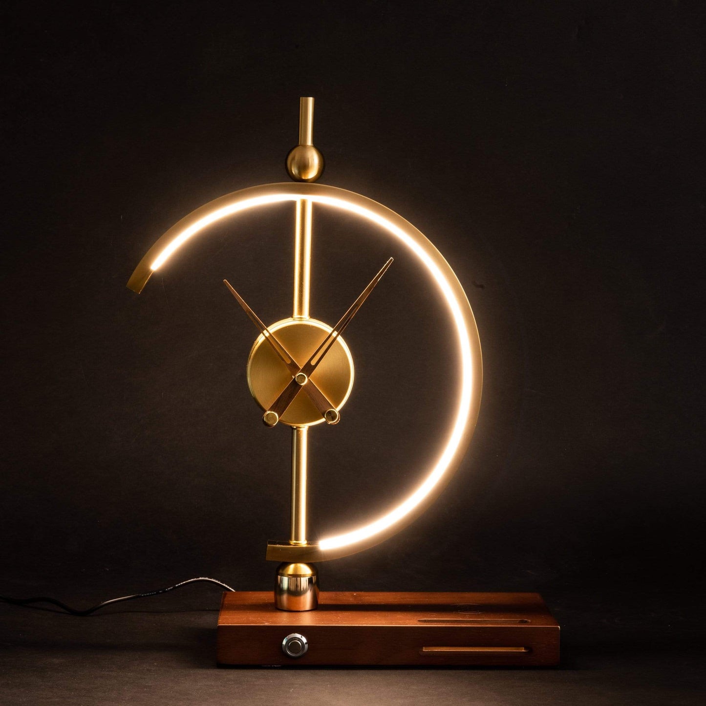 Lampe de Table Moderne Bois avec Horloge & Chargeur