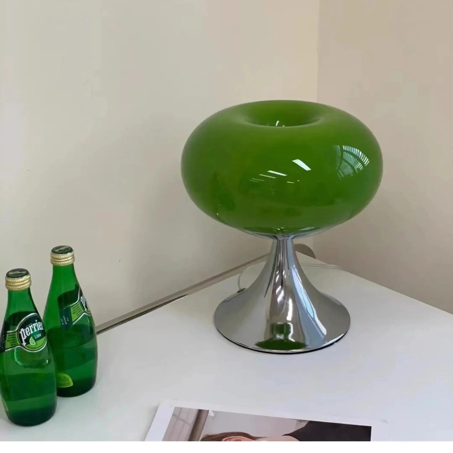 Lampe de Table Moderne en Verre & Chrome